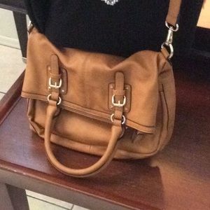 Sole Society tan fold over tote convertible saddle